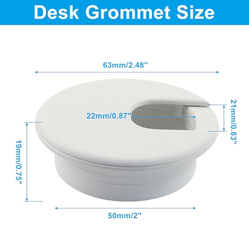 Piutouyar 4 Pcs 2 Inch White Desk Grommet, Plastic Cable Hole Cover Desk Wire Cord Organizer for Office Equipment, Computer Table - color: White, size: 2 Inch