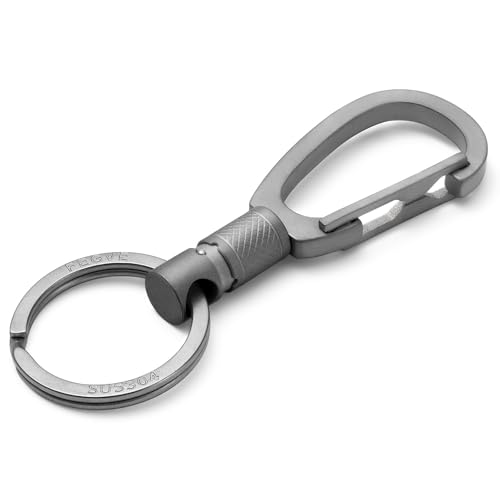 FEGVE Titanium Quick Release Swivel Keychain, Pull Apart Detachable Keychain Heavy Duty Car Key Holder with Key Rings - color: Matte 1 Pack