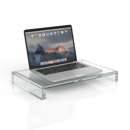 Azar Displays 515370-1PK Acrylic Laptop Stand, Computer Riser for Desk, Monitor Stand, Closet Organizer for Clothes & Shoes, Cabinet Display for Accessories and Décor (12-Inch)