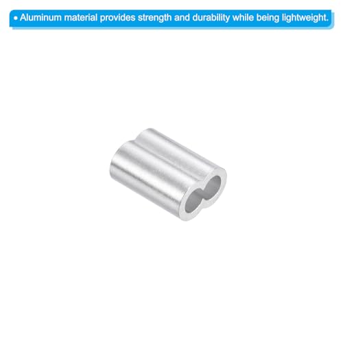 uxcell 3/16" 5mm Aluminum Crimping Loop Sleeve Double Ferrule for Wire Rope Cable Line End, Silver 10pcs - size: 3/16 Inch