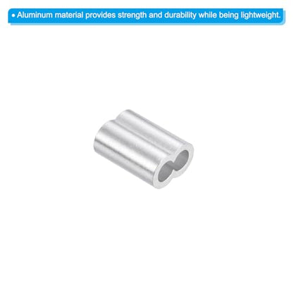 uxcell 3/16" 5mm Aluminum Crimping Loop Sleeve Double Ferrule for Wire Rope Cable Line End, Silver 10pcs - size: 3/16 Inch