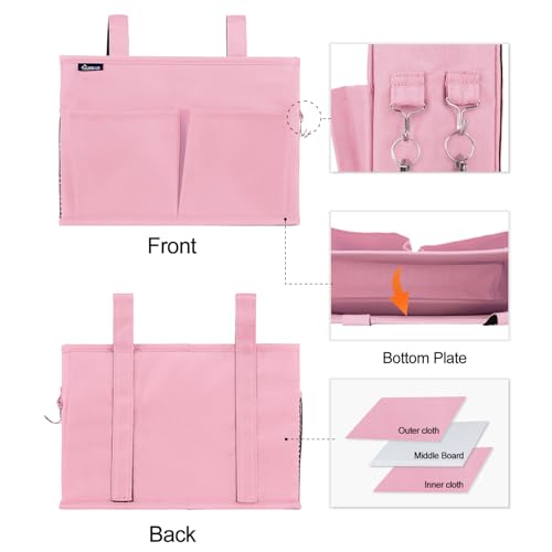 Surblue Caddy Hanging Organizer Bedside Storage Bag for Bunk and Hospital Beds, Pink, Small - color: Pink, size: Small