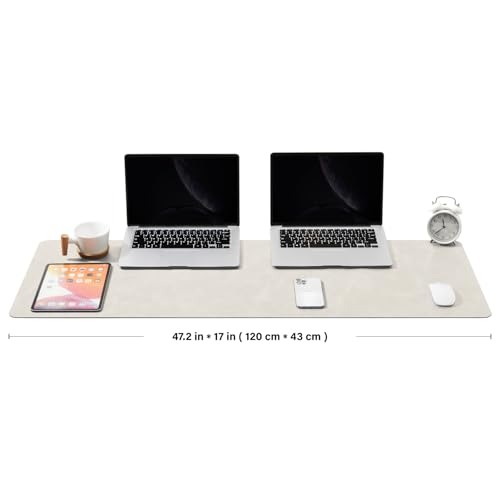 Distressed Leather Desk Mat - Non-Slip PU Desk Pad for Office and Home - Desk Organization and Accessories - Ideal for Large Mouse Pad and Desk Mats on Top of Desks(Sandstone,47.2"x 17") - color: Sandstone, size: 47" x 17"