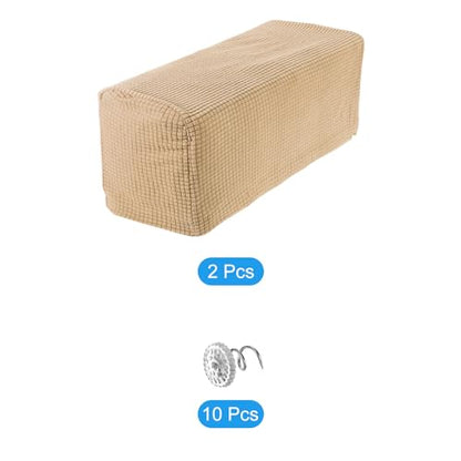 uxcell 2pcs Stretch Armrest Covers for Chairs/Sofas, Couch Arm Covers with Twist Pin, Furniture Protector Slipcovers Khaki - color: Khaki