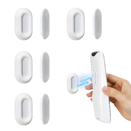 XYOFUN Magnetic Remote Control Holder Wall Mount - 4 Pcs No Drill Self-Adhesive Organizer for Air Conditioner & TV Remotes, Storage Caddy for Televisions Backside - White - color: White