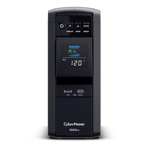 CyberPower CP1000PFCLCD PFC Sinewave UPS Battery Backup and Surge Protector, 1000VA/600W, 10 Outlets, AVR, Mini-Tower, UL Certified - size: 1000VA, style: Mini-Tower