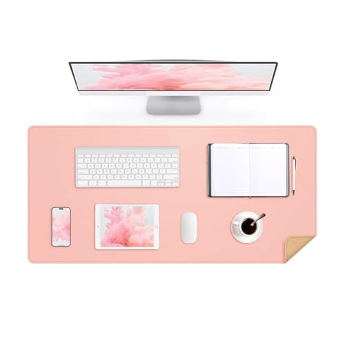 Non-Slip Leather Desk Mat, 27.6×11.8 Inch Waterproof Laptop Computer Desk Keyboard Pad, Large Mouse Pad for Office,Work, Home, Decor (Pink) - color: Pink