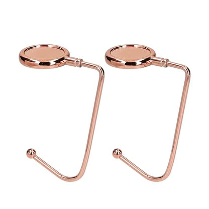 kwmobile Purse Hook for Table - Set of 2 Purse Holder - Handbag Hanger - Portable Bag Holder - Bag Hooks for Desk - Table Hook Rose Gold - color: Rose Gold