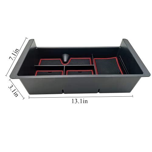 Center Console Tray Organizer Compatible with 2014-2018 GMC Sierra Accessories, (2015-2020) Yukon/Chevy Tahoe Silverado Suburban, Armrest Storage Box Replaces 22817343 (Red) - color: Red