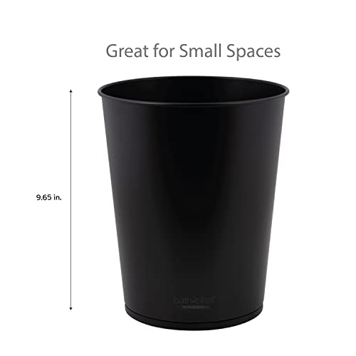 Bath Bliss 5 Liter Small Wastebasket | Round Open Top | Trash Can | Bathroom | Bedroom | Kitchen | Office | Dorm | Disposal Waste Bin | Garbage | Matte Black - color: Black, size: 1 Pack