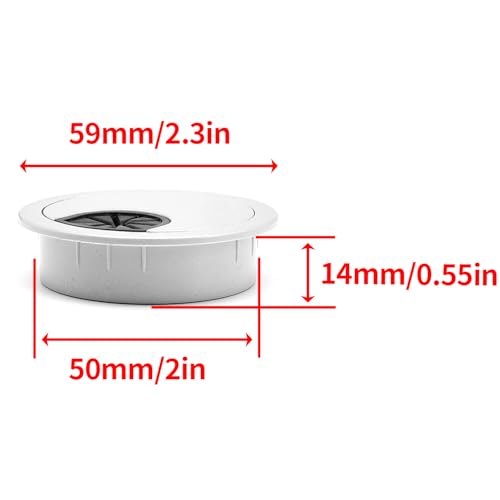 Surf turtle 6 Pack 2 Inch Silver Desk Grommet, Flexible Desk Hole Cover for Cable Cord Wire Management - color: Silver, size: 50mm