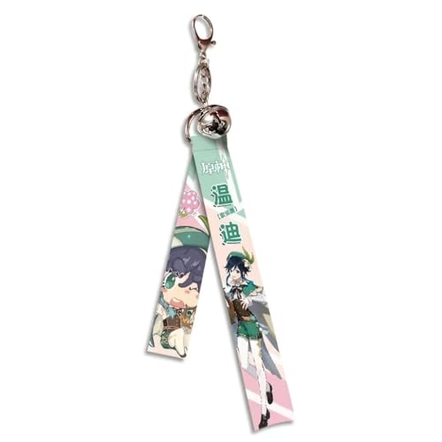 Genshin Impact Videogame Colorful Lanyard with Jingle Bell Keychain 13.2" in - color: Venti