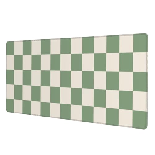 Green Checkered Cute Aesthetic Gaming Mouse Pad, Large Mouse Pad for Desk Mat XXL XL Mousepad, Big Keyboard Pad Office Desk Accessories Decor - color: Green Checkered