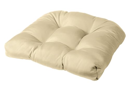 Cushion Source Tufted Chair Cushion | Rounded Back Corners | 21" x 19" x 4" Seat Cushion | No Ties | Indoor/Outdoor | Multiple Sunbrella Fabric Options Available (Sunbrella Antique Beige) - color: Sunbrella Antique Beige