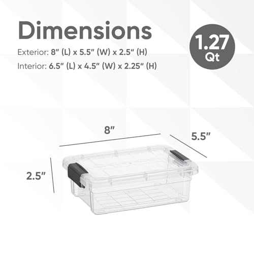 Superio Clear Storage Boxes with Lids, 1.27 Quart Plastic Container Bins for Organizing, Stackable Crates, BPA Free, Non Toxic, Odor Free, Organizers for Home, Office and Dorm, 5 Pack - size: 1.27 Qt, style: 5 Pack
