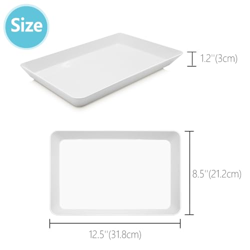 Serving Tray Platter, 5 Pcs Food Tray for Veggie Fruit Snack Dessert Cookie Cheese, Food Trays for Party Supplies Display, Plastic Platters for Serving Food, Large White Trays, BPA Free - color: White, size: 12.5'' x 8.5'' (5 Pack)