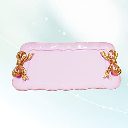Kichvoe Retro Bowknot Jewelry Tray 7.87X4.72 Inch Resin Decorative Dessert Plate for Rings Earrings Keys Home Vanity Organizer