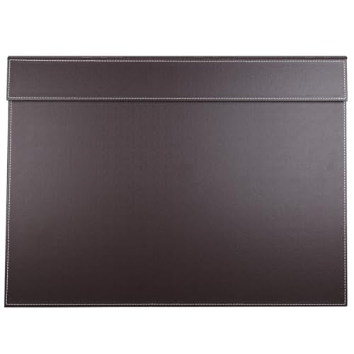 KINGFOM Ultra-Smooth PU Leather Desk Pad & Mat Office Desk Drawing & Writing Board A3/ A4 File Paper Clip Table Protector Mat on Top Large 24''x18'' (Brown) - color: Brown-a006