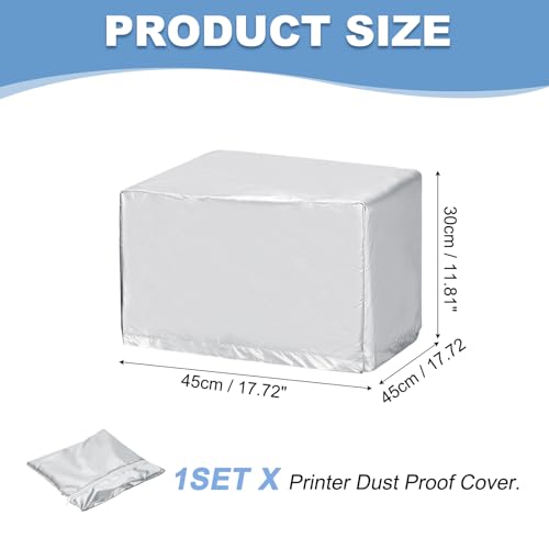 PATIKIL 17.72 Inch Printer Dust Cover Case, 1Pcs Water Proof Static Free Polyester Protective Covers Jacket for Various Printers or Copiers, Silver - color: Silver, size: 17.72 x 17.72 x 11.81 inch
