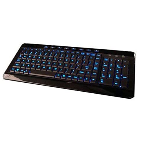 iMBAPrice USB Backlit Blue LED Multimedia Keyboard, Piano Black (IMBA-SBL-BKB) - color: Black, Blue