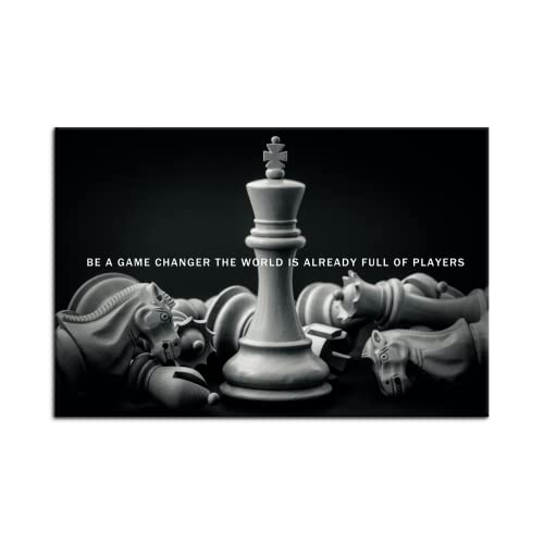 Be A Game Changer The World Is Already Full Of Players Inspirational Wall Art International Chess Motivational Poster Canvas Painting Prints Wall Pictures for Home Decor Framed Artwork [12''W x 18''H] - color: Inspirational-17, size: 18"L x 12"W