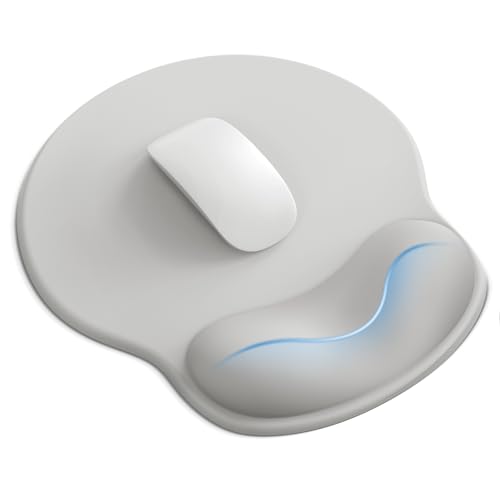 Mouse Pad with Wrist Rest, Ergonomic Mouse Pads for Desk, Office Non-Slip Mousepad with Gel Wrist Support(Light Gray, 10.6''L x 9''W) - color: Light Grey