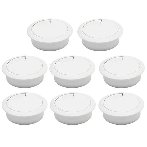 Desk Grommet 2" (50 mm), Desk Cord Hole Cover, Cable Grommet ABS Plastic, Desk Hole Grommet for Office and Home Table Cable, Detachable Adjustable Cable Cord Organizer (White 8 Pcs) - size: 2" (50 mm), style: 8 pcs White