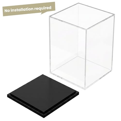 Clear Acrylic Display Case for Figures & Collectibles, Dustproof Showcase Box with Black Base, No Assembly Display for Models, Toys & Memorabilia, 5.9 x 5.9 x 8.2 Inch - size: 5.9 x 5.9 x 8.2 inch