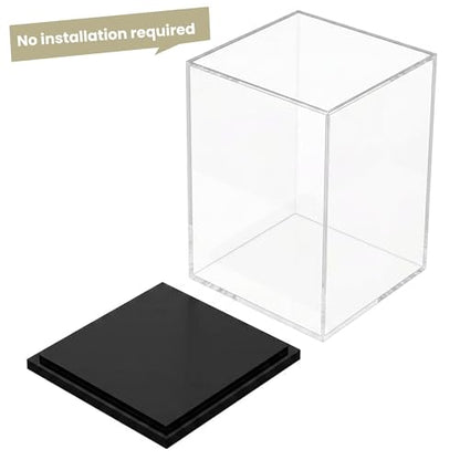Clear Acrylic Display Case for Figures & Collectibles, Dustproof Showcase Box with Black Base, No Assembly Display for Models, Toys & Memorabilia, 5.9 x 5.9 x 8.2 Inch - size: 5.9 x 5.9 x 8.2 inch