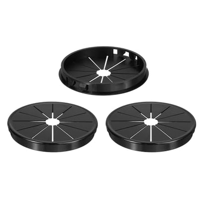 uxcell 3Pcs Desk Grommet Black, Snap Bushing Grommet with Shutter for Holes with 3.54"(90mm) Mounting, Round Nylon Snap in Cable Desk Grommet for Cables and Cords Management - size: 90mm