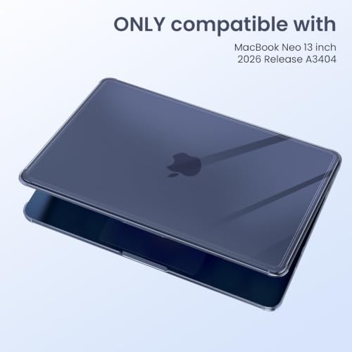 Compatible with MacBook Neo Case 13 inch 2026 Model A3404 with A18 Pro Chip, Anti-Fingerprints Reinforced TPU Bumper Hard Shell for Mac Neo Case with Keyboard Cover & Screen Protector, Crystal Indigo - color: Crystal Indigo