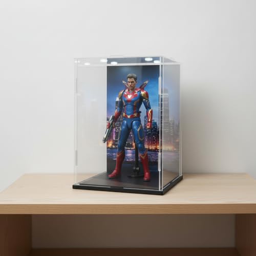 Clear Acrylic Display Case, 6*6*10inch (15*15*H25cm) | Assemble Cube Display Box, Black Base, Dustproof Protection, For Collectibles Memorabilia Figurines - size: 6 x 6 x 10 inches