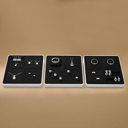 Oirlv Microfiber Jewelry Display Storage Tray Stud Earrings Tray Multi-Compartment Dresser Jewelry Tray - style: P13717