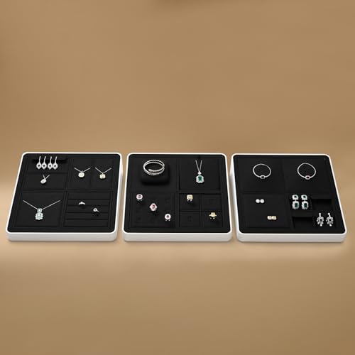 Oirlv Microfiber Jewelry Tray Showcase Display Base Empty Plate Luxury Multi-Compartment Jewelry Organizer - style: P13725