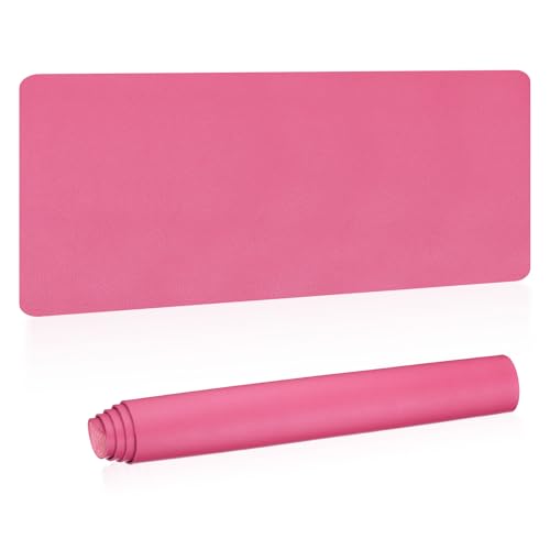 Patikil Desk Mat, 48"x17" Non-Slip Waterproof PU Leather Desk Pad Dual Sided - Rose Red - color: Rose Red, size: 48"x17"