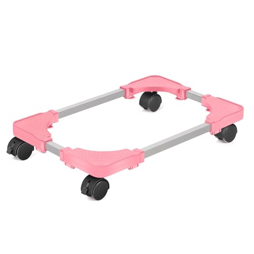 Liitrton Mobile CPU Tower Stand with Ventilation, 4 Locking Casters, Multiple Colors, Fits Most Under Desk Stands for Office Gamers (Pink) - color: Pink