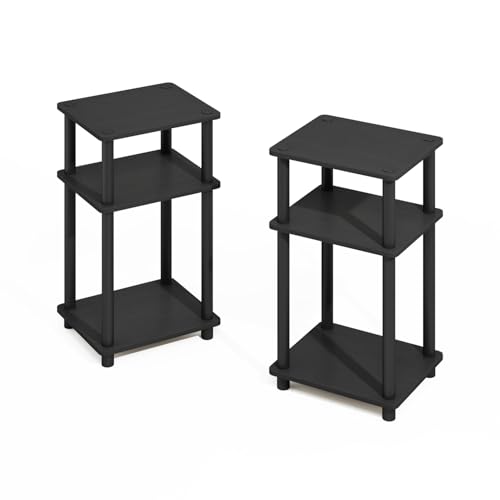 Furinno Turn-N-Tube Storage Shelves, Stackable Standing Shelf, Open Corner Shelf, for Organization and Storage, Living Room, Garage, Home Office, Americano - color: Americano/Black, size: 2-Pack, 5-Tier