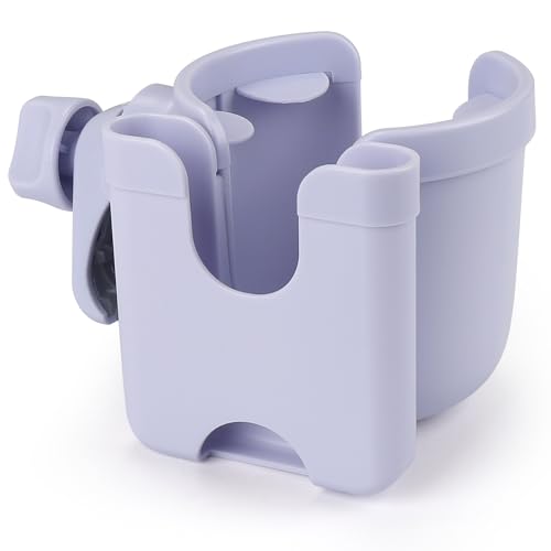 Accmor Stroller Cup Holder with Phone Holder, Bike Cup Holder, Universal Cup Holder for Uppababy Nuna Doona Strollers, 2-in-1 Cup Holder for Walker, Wheelchair, Scooter - color: All Orchid Purple