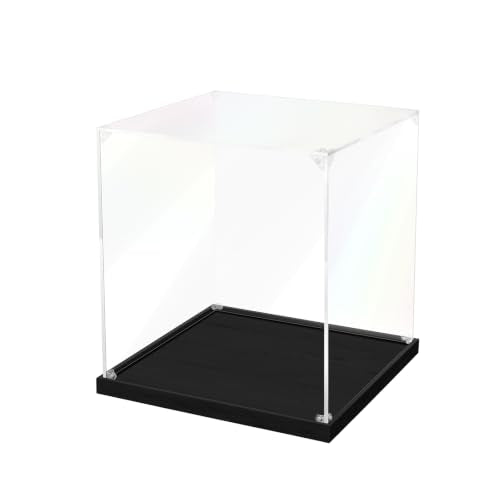 JUJOMAT Acrylic Display Case for Collectibles Clear Acrylic Display Box for Lego Action Figures Doll Hobby, Dustproof Stackable Storage Case, Assembly Required, Black Base (10 x 10 x 11 inches) - color: Black, size: 10 x 10 x 11 inches