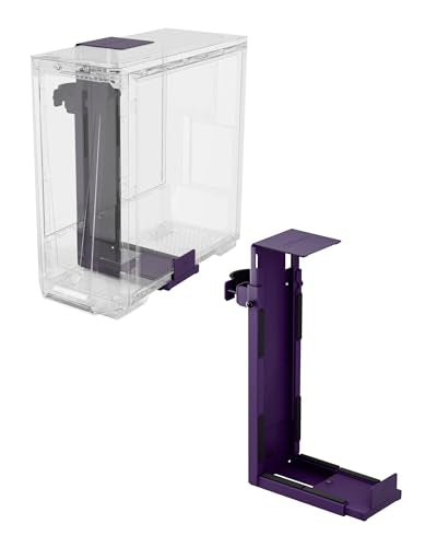 Arozzi PC Mount – Under Desk Computer Tower Holder, Adjustable Height & Width CPU Bracket, Heavy Duty Steel PC Stand, 360° Rotating Base, Supports Up to 66 lbs, Space-Saving Desk Setup - Purple