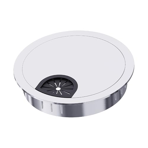 Desk Grommet 2 Inch 50mm, Zinc Alloy Computer Desk Wire Hole Cover, Office Desktop Cord Cable Hole Metal Ring, Bright Silver - size: 2" Bright Silver