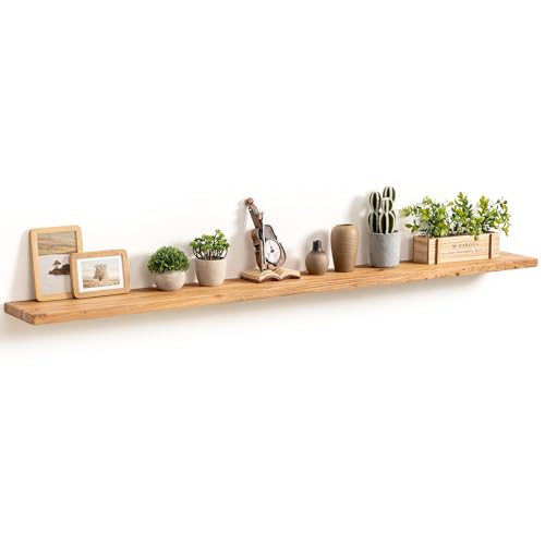 Fun Memories 72 Inch Floating Shelves for Wall, Rustic Solid Elm Wood Shelves for Home Decor, 8 Inch Deep Floating Shelf Wall-Mounted, Heavy-Duty Storage Shelf for Living Room, Bedroom, Kitchen - color: Usa-sourced Elm Wood, size: 72"W x 8"D