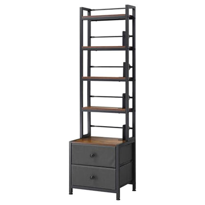 VEVOR Media Storage Cabinet, 4-Shelf DVD Shelf Organizer with Drawers, 15.75 x 11.81 x 56.50 in Multimedia Storage Organizer for CDs, DVDs, Books and Games, CD Cabinet for Living Room, Home Office