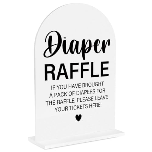 Baby in Bloom Shower Decorations, Diaper Raffle Sign, Baby Shower Diaper Game 5x7 Inch Arch Acrylic Sign, Shower Reception Event Party Table Desk Acrylic Decor - color: Diaper