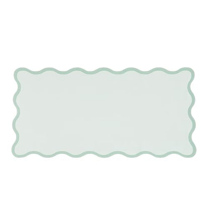 Sage Green Scalloped Desk Mat, 31.5" x 15.7", PU Leather, Waterproof Anti-Slip, Cute Aesthetic Desk Pad for Office/Home/Game/Vanity Large - color: Sage