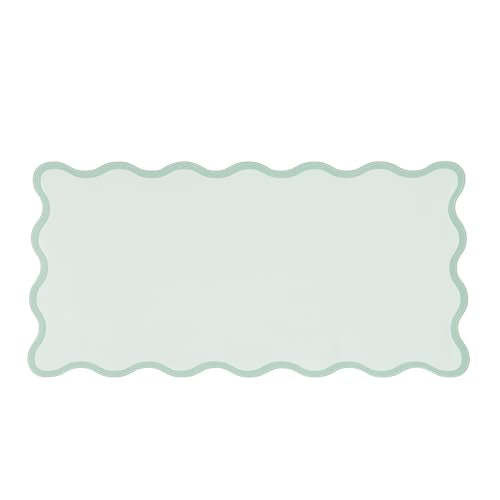 Sage Green Scalloped Desk Mat, 31.5" x 15.7", PU Leather, Waterproof Anti-Slip, Cute Aesthetic Desk Pad for Office/Home/Game/Vanity Large - color: Sage