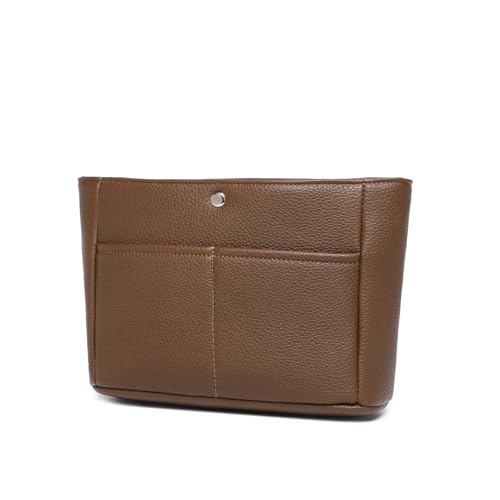 YONEBN waterproof Storage Bag Lightweight Large Capacity nylon Bag Inner Bag Handbag Organizer - color: Pu/Toffee Brown