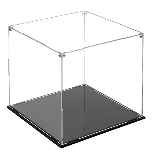 Cliselda Clear Acrylic Display Case with Black Base 10x10x10 inch | Sturdy Acrylic Display Box Countertop Box, Assemble Dustproof Protection Showcase for Action Figures Toys Collectibles - size: 10x10x10 inch