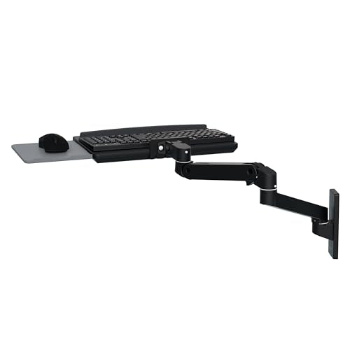 Ergotron – Upgraded LX Pro Premium Keyboard Arm, Wall Mount Adjustable Keyboard Tray – Matte Black - color: Matte Black