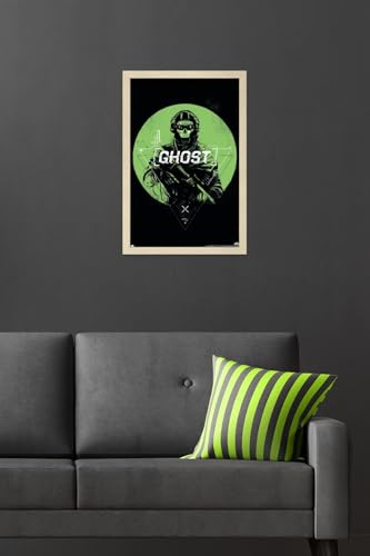 Call of Duty: Modern Warfare 2 - Ghost Emblem Wall Poster, 22.4L" x 14.7W", Blonde Framed Version - color: Blonde Framed Version, size: 22.4"L x 14.7"W
